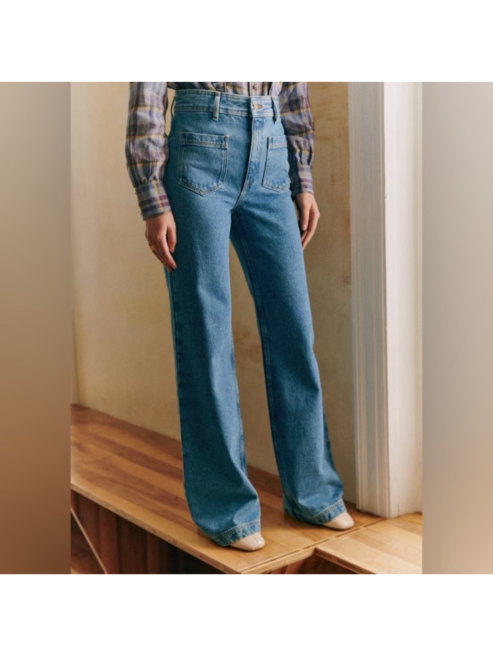 Sezane The 70's Trousers Baby Blue - Size 38